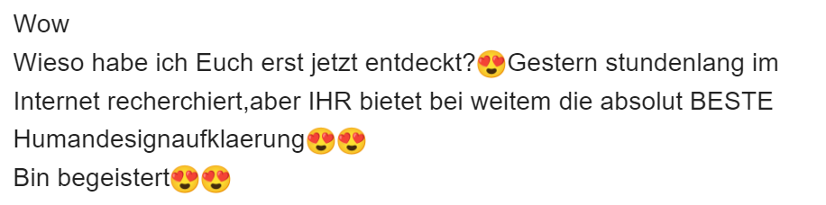 Feedback zu Human Design von Karin A.
